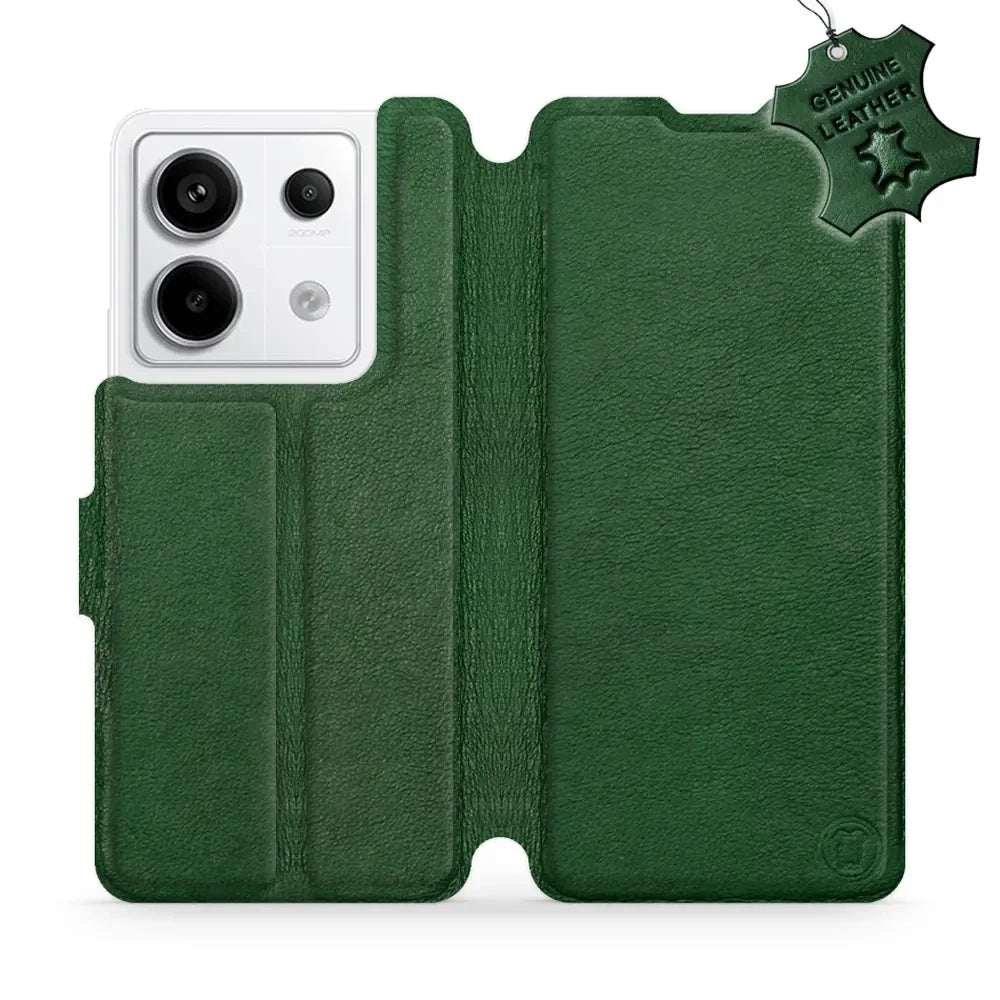 Echtleder Handyhülle für Xiaomi Redmi Note 13 Pro 5G, Mobiwear Leather, Grün