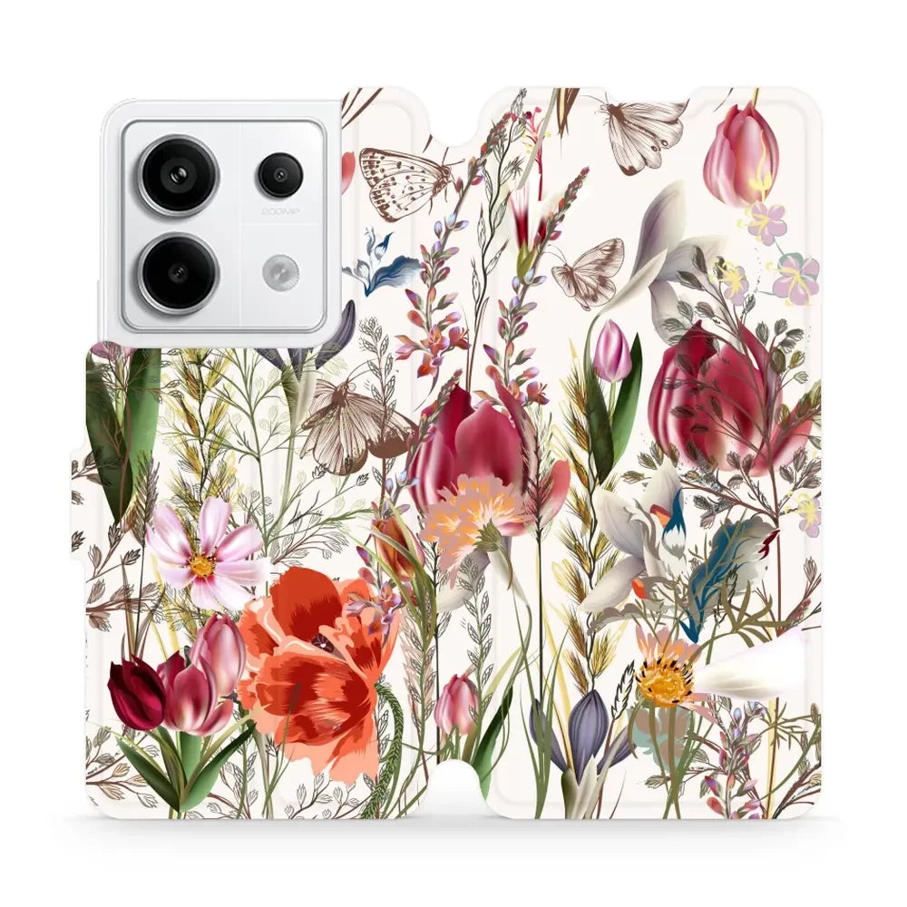 Handyhülle mit klappe für Xiaomi Redmi Note 13 Pro 5G, Mobiwear Book, Blumenstrauß