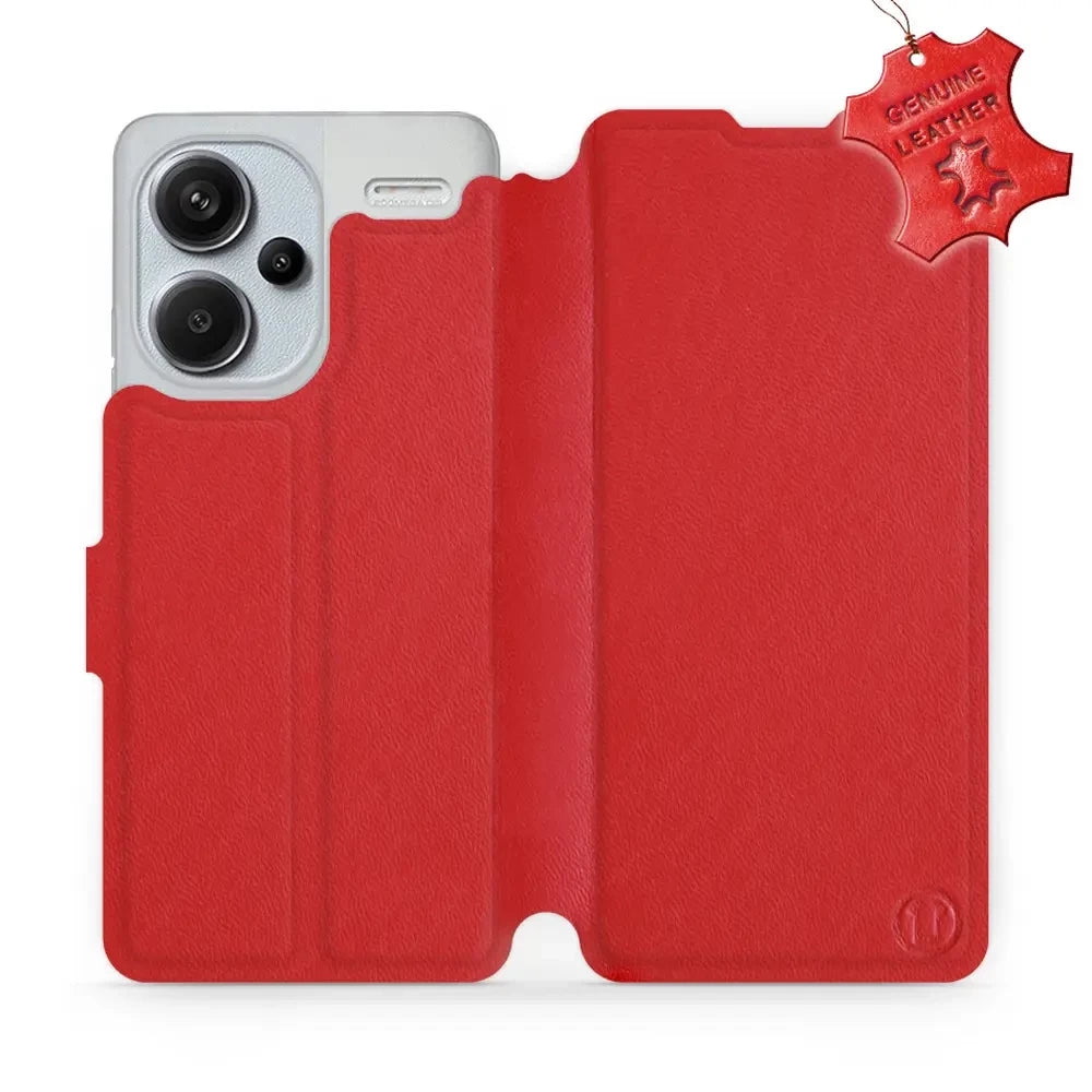 Echtleder Handyhülle für Xiaomi Redmi Note 13 Pro Plus 5G, Mobiwear Leather, Rot