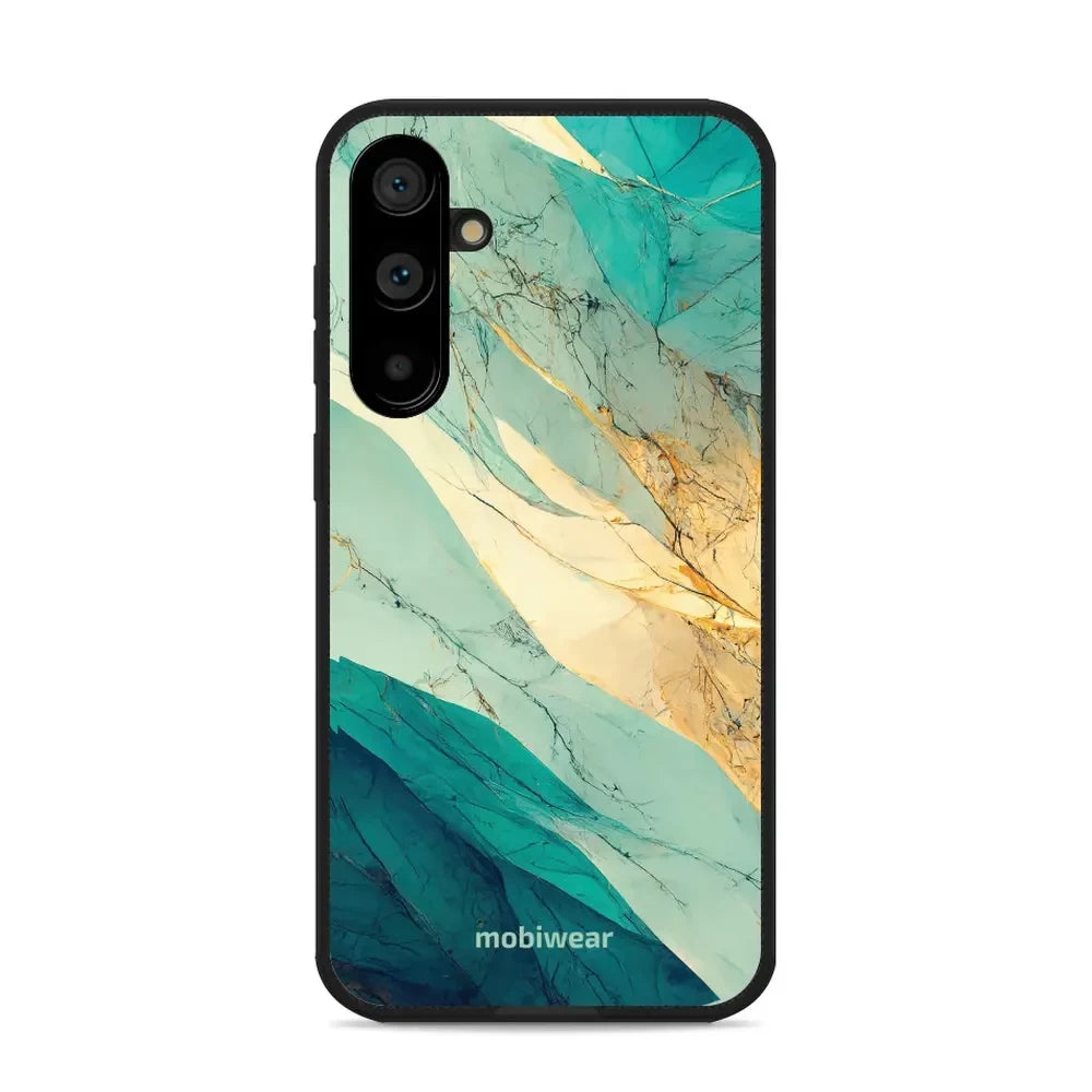 Handyhülle für Galaxy S23 FE, Mobiwear Glossy Case, Türkis-Marmor