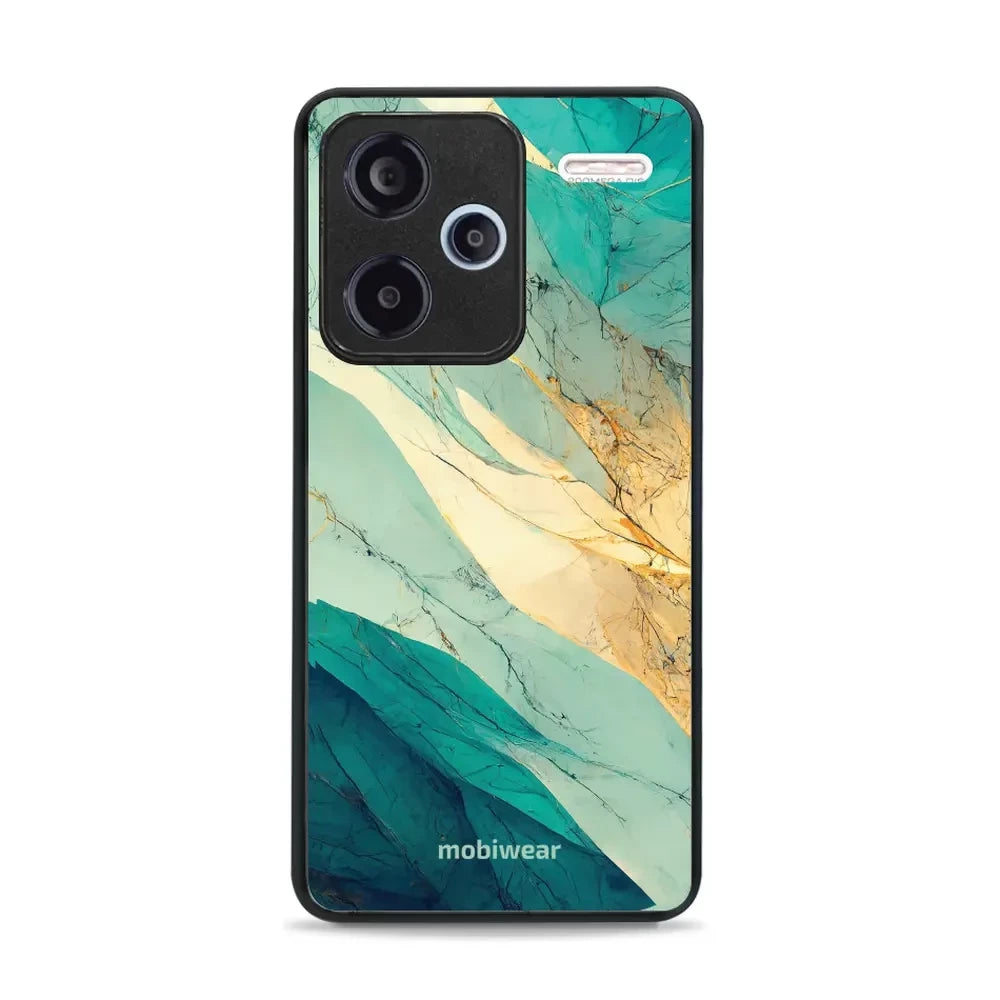 Handyhülle für Xiaomi Redmi Note 13 Pro Plus 5G, Mobiwear Glossy Case, Türkis-Marmor