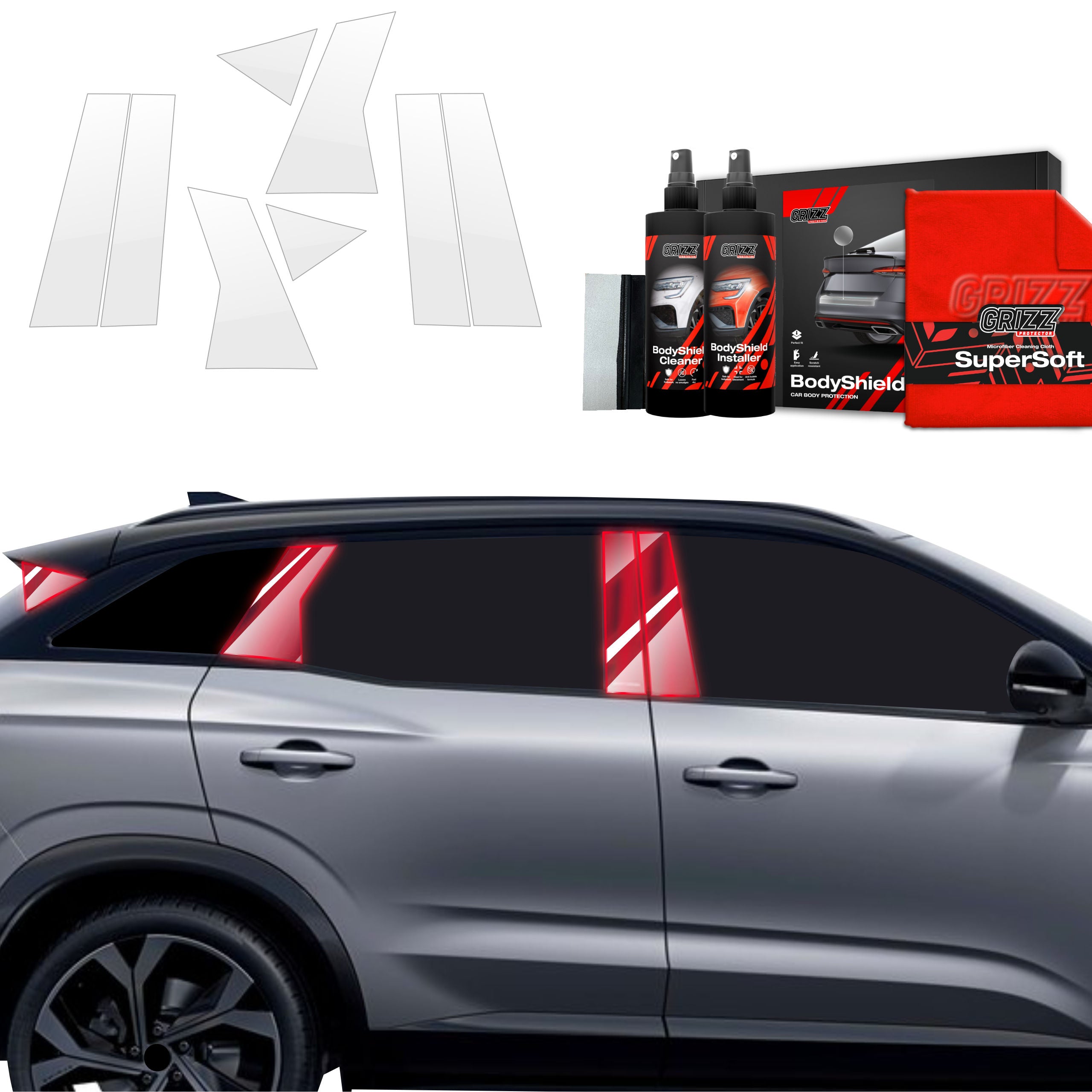 8in1 Schutzfolie Grizz Protector für B-C-Säule - Renault Austral (2022-2026)