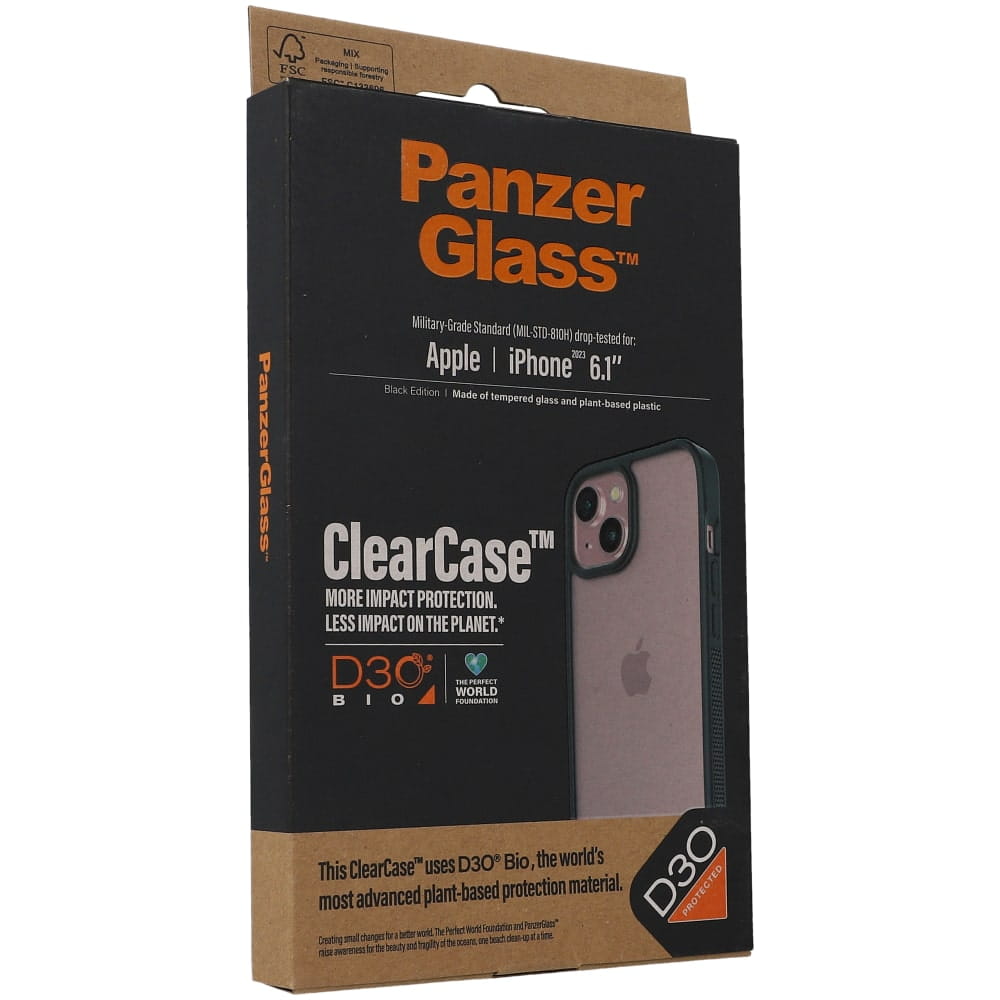 Antibakterielle Schutzhülle PanzerGlass ClearCase für Apple iPhone 15,Schwarz