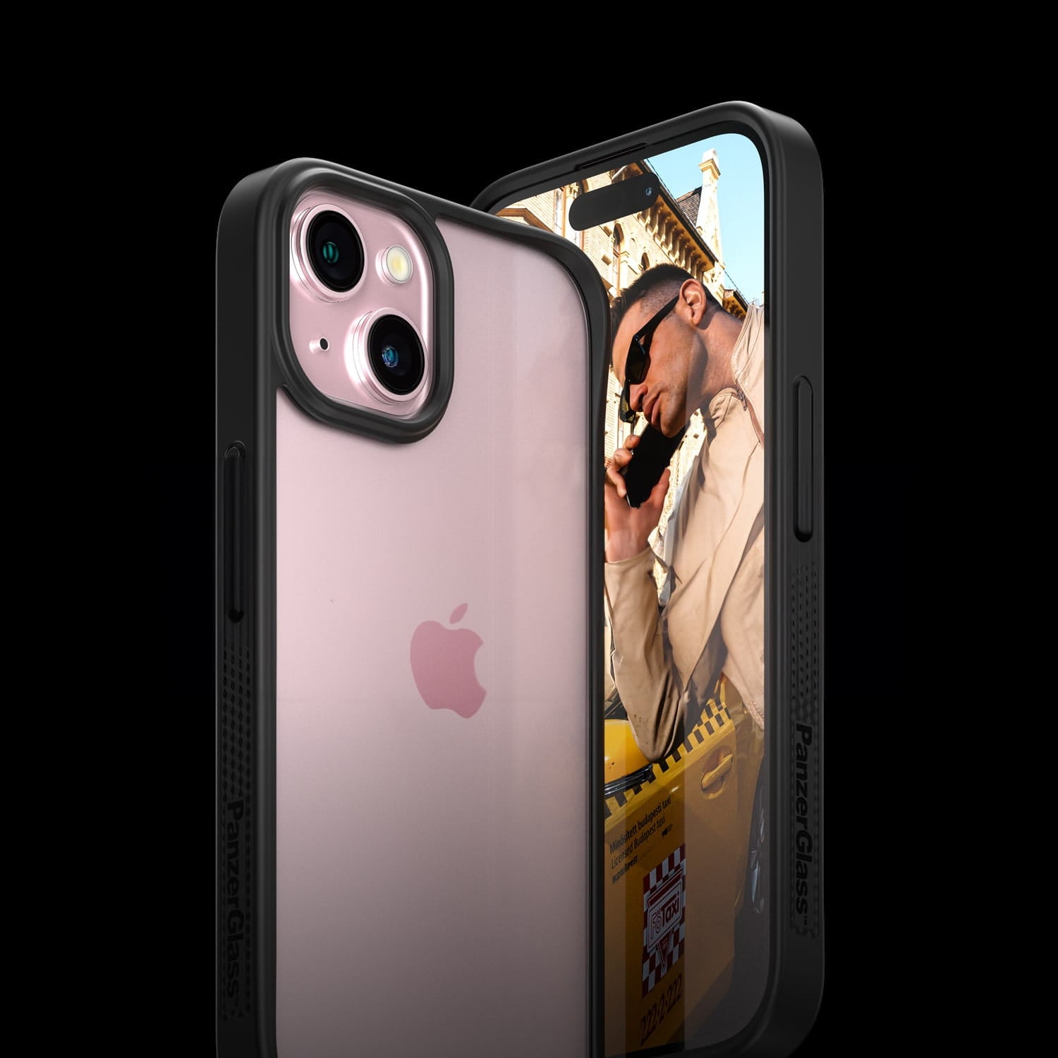 Antibakterielle Schutzhülle PanzerGlass ClearCase für Apple iPhone 15,Schwarz