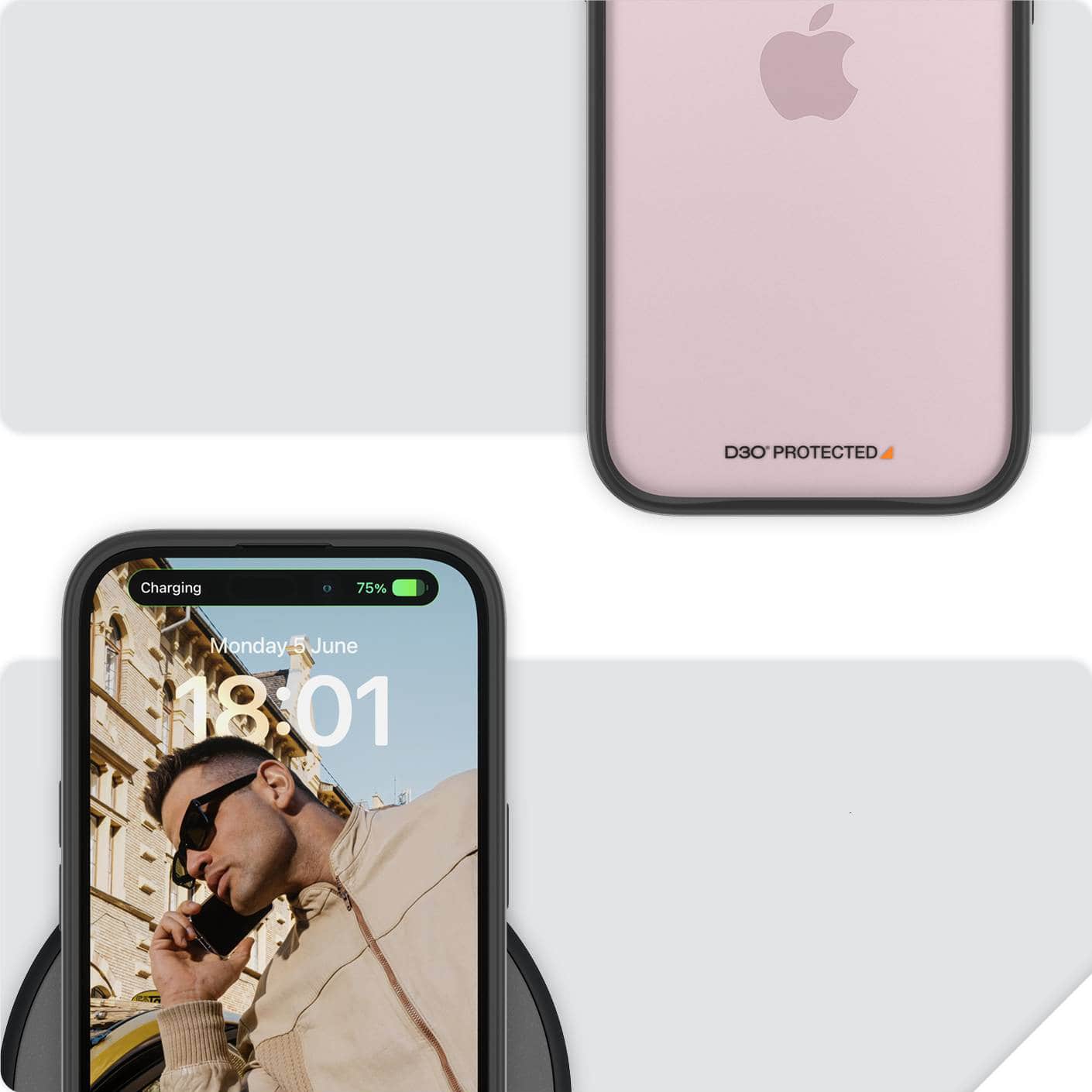 Antibakterielle Schutzhülle PanzerGlass ClearCase für Apple iPhone 15,Schwarz