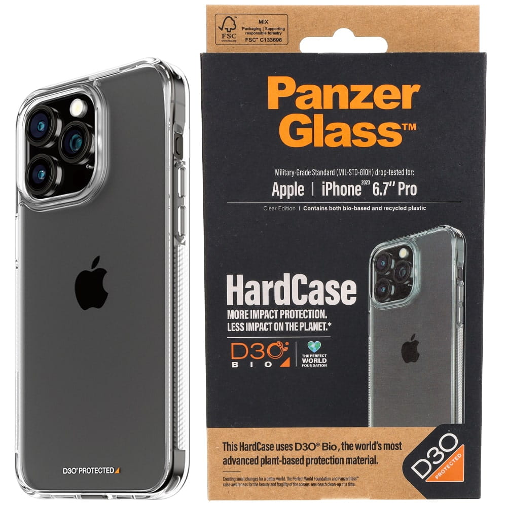 Antibakterielle Schutzhülle PanzerGlass HardCase für Apple iPhone 15 Pro Max, Transparent