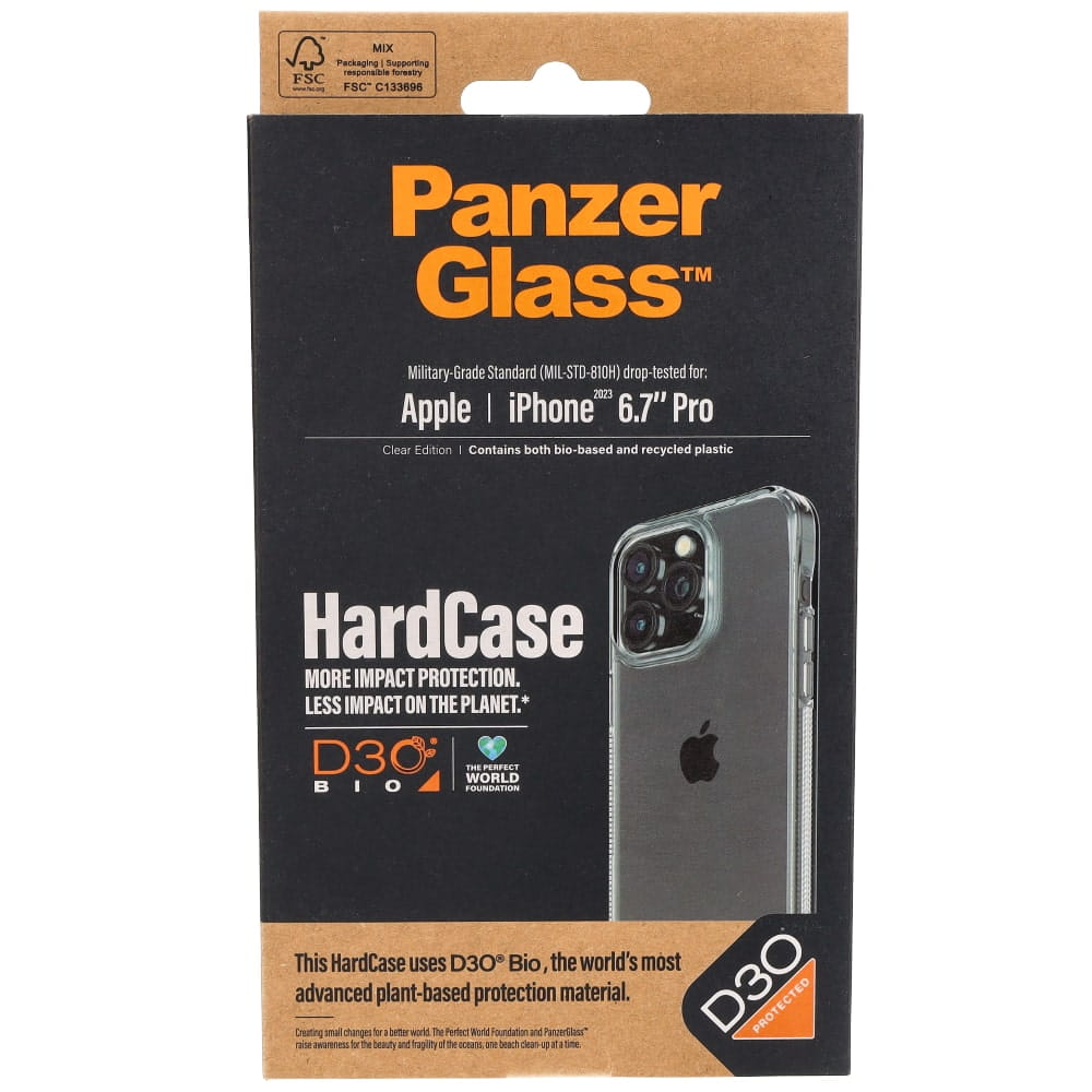 Antibakterielle Schutzhülle PanzerGlass HardCase für Apple iPhone 15 Pro Max, Transparent