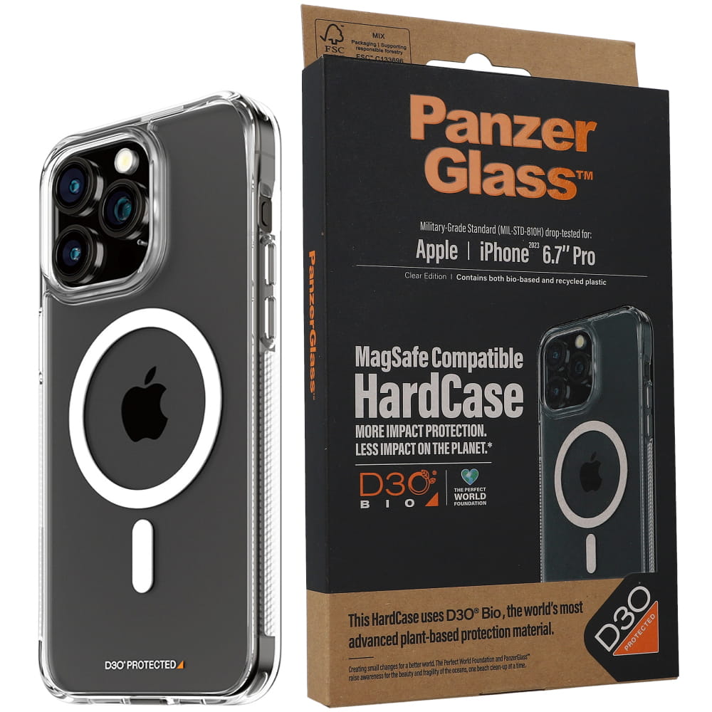 Antibakterielle Schutzhülle PanzerGlass HardCase MagSafe für Apple iPhone 15 Pro Max, Transparent