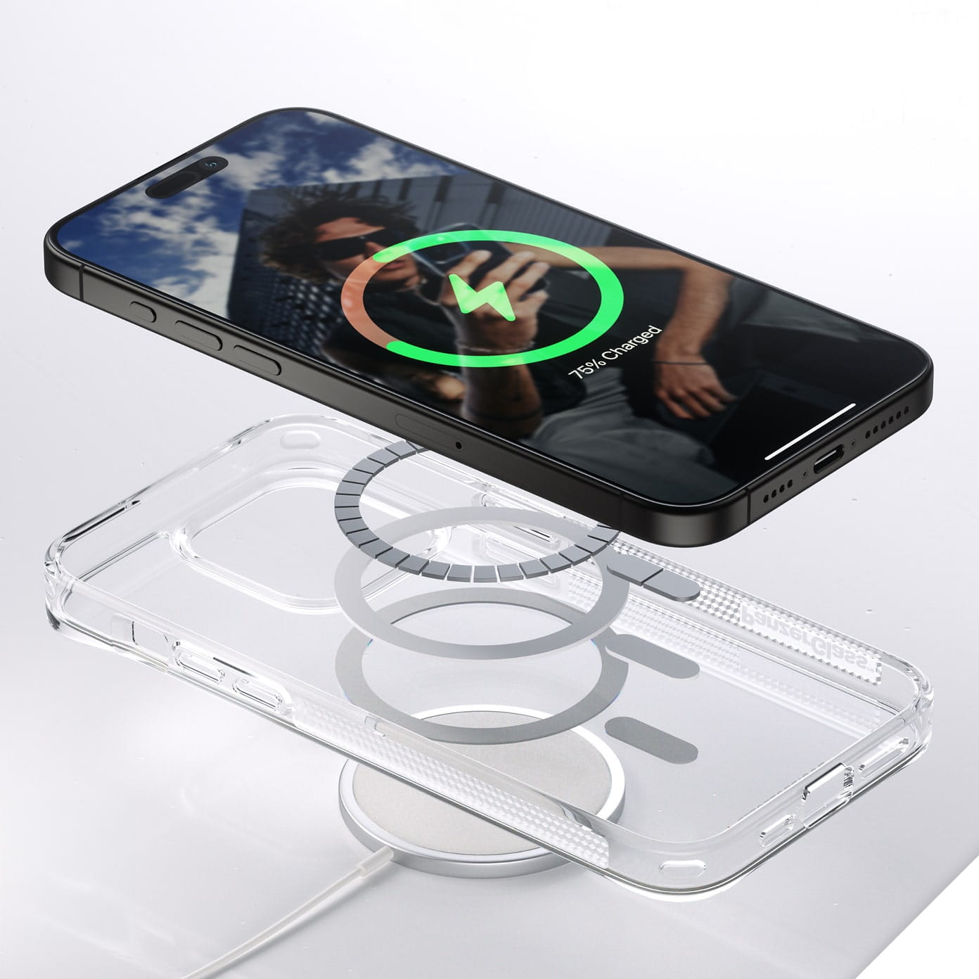 Antibakterielle Schutzhülle PanzerGlass HardCase MagSafe für Apple iPhone 15 Pro Max, Transparent