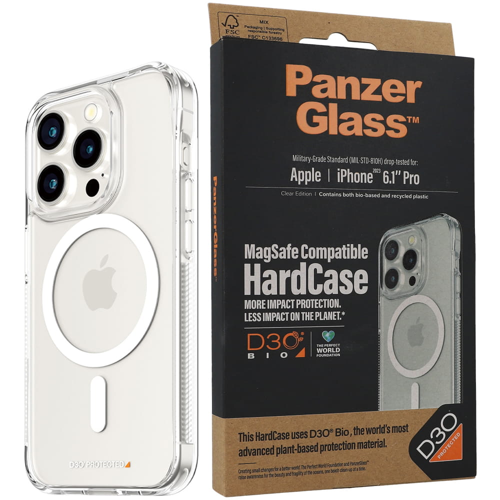 Antibakterielle Schutzhülle PanzerGlass HardCase MagSafe für Apple iPhone 15 Pro, Transparent