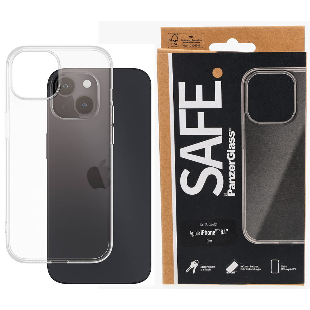 Schutzhülle Safe by PanzerGlass HardCase für Apple iPhone 15, Transparent