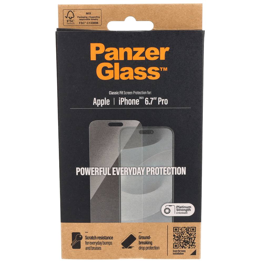 Gehärtetes Glas PanzerGlass Classic Fit für iPhone 15 Pro Max
