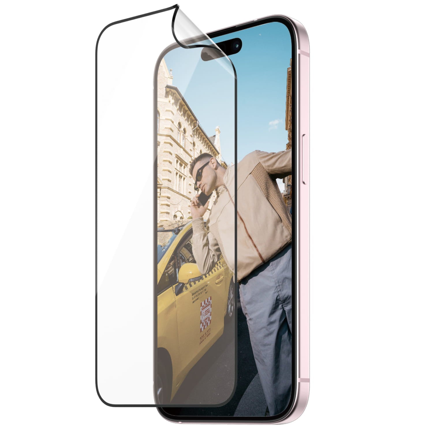 Hybridglas für das gesamte Display PanzerGlass Ultra-Wide Fit Matrix + AlignerKit für iPhone 15