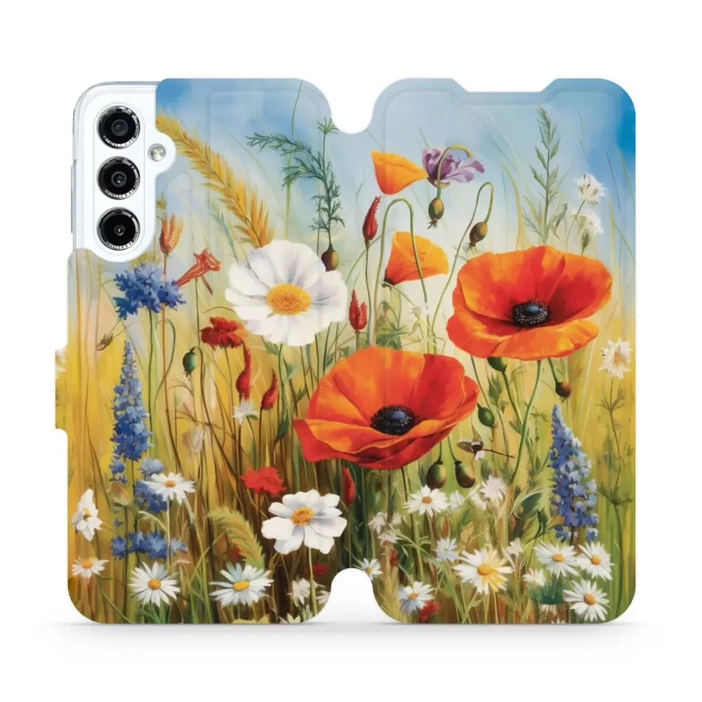 Handyhülle mit klappe für Galaxy M34 5G, Mobiwear Book, Wiesenblumen