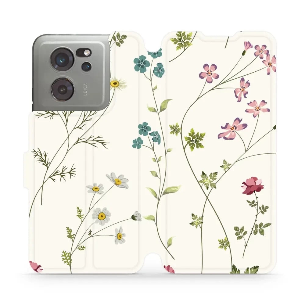Handyhülle mit klappe für Xiaomi 13T Pro, Mobiwear Book, Feldblumen