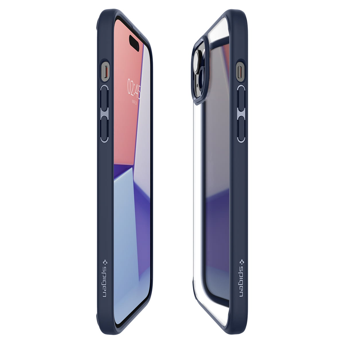 Schutzhülle für iPhone 15, Spigen Ultra Hybrid, Transparent-Dunkelblau