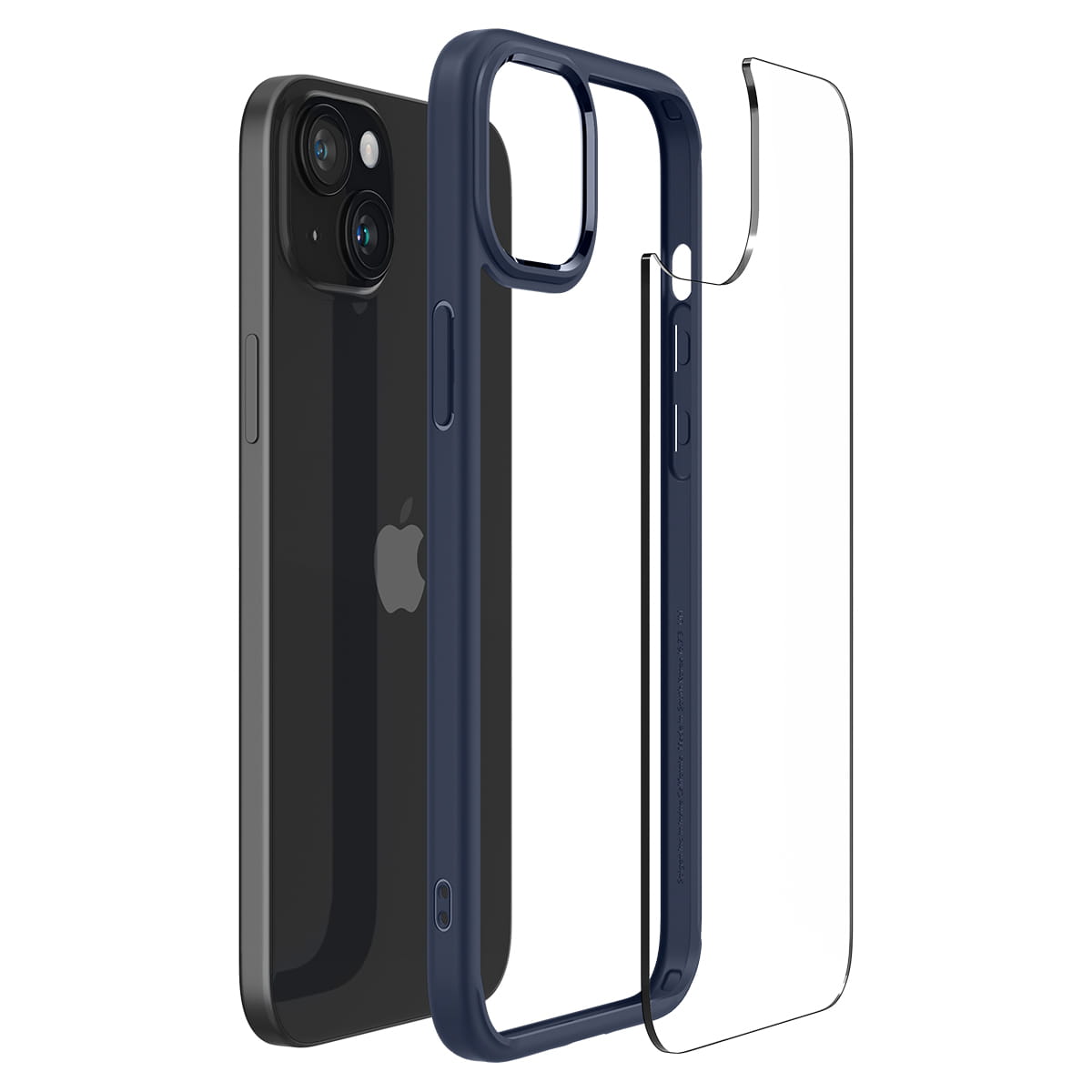 Schutzhülle für iPhone 15, Spigen Ultra Hybrid, Transparent-Dunkelblau