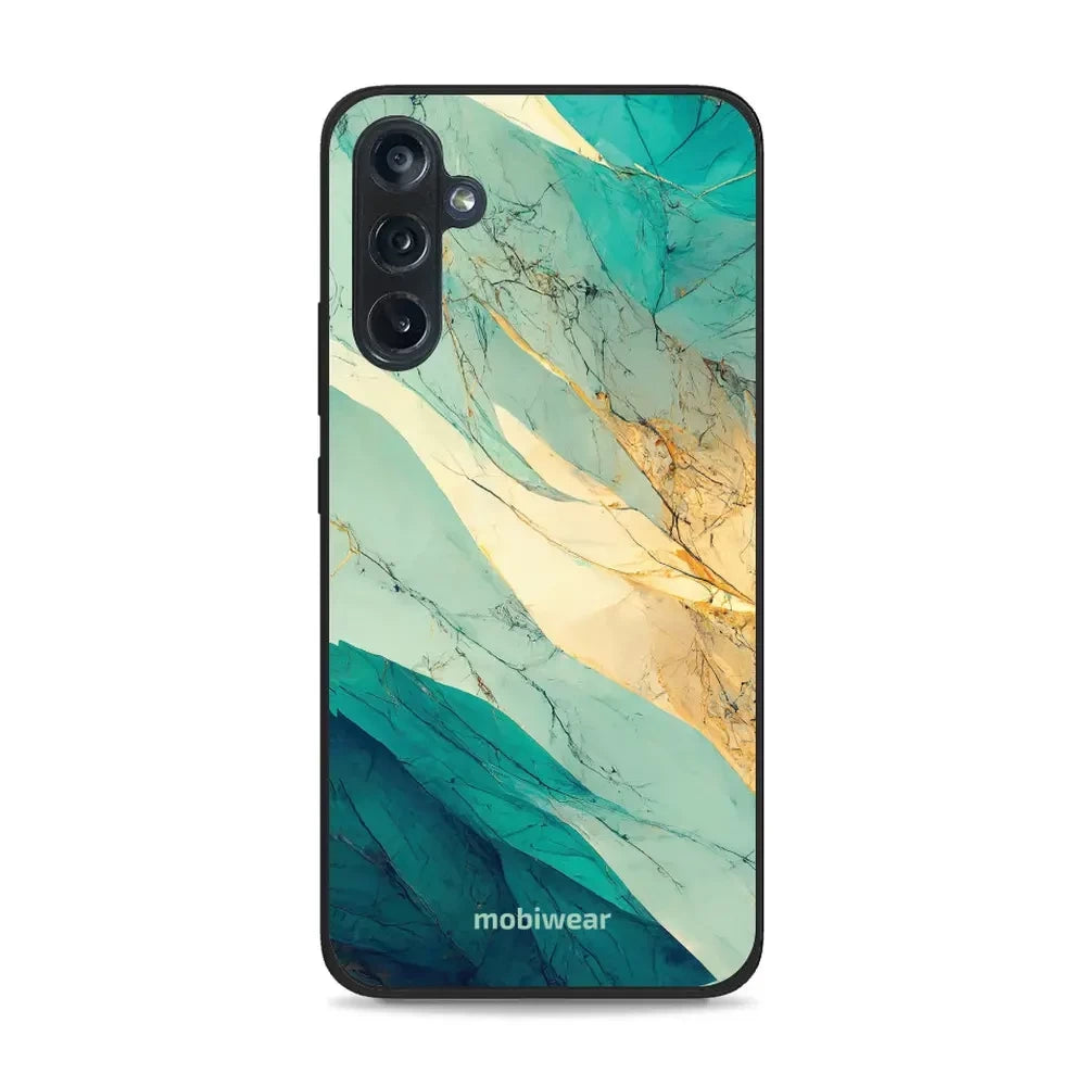 Handyhülle für Galaxy M34 5G, Mobiwear Glossy Case, Türkis-Marmor