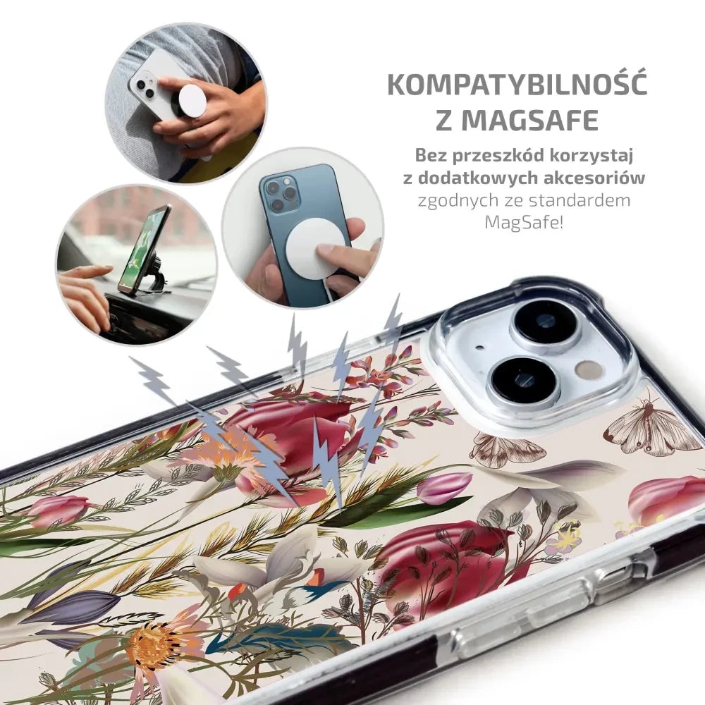 Handyhülle für iPhone 11 Pro mit MagSafe, Mobiwear Elite Bumper, Blumenstrauß