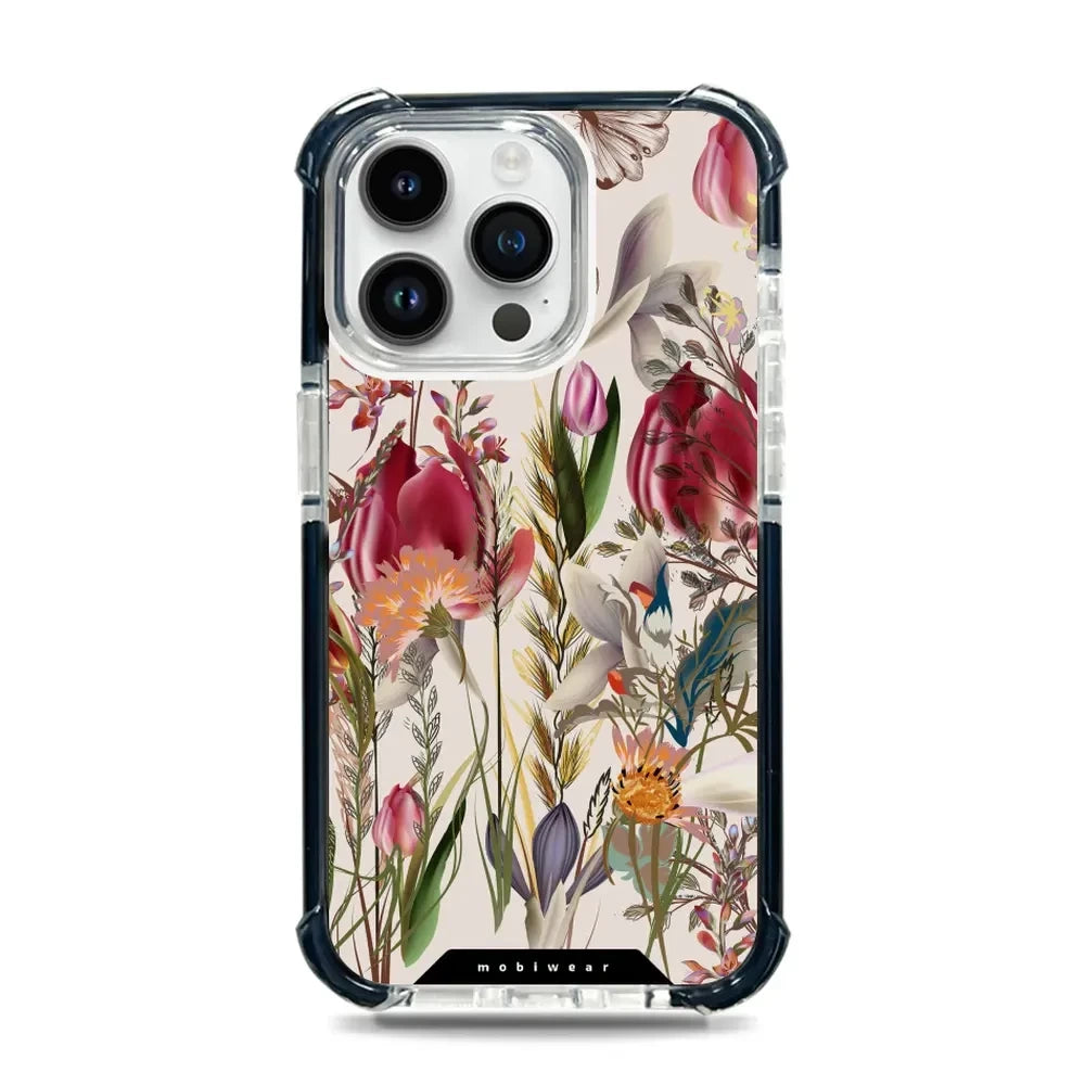 Handyhülle für iPhone 14 Pro Max mit MagSafe, Mobiwear Elite Bumper, Blumenstrauß