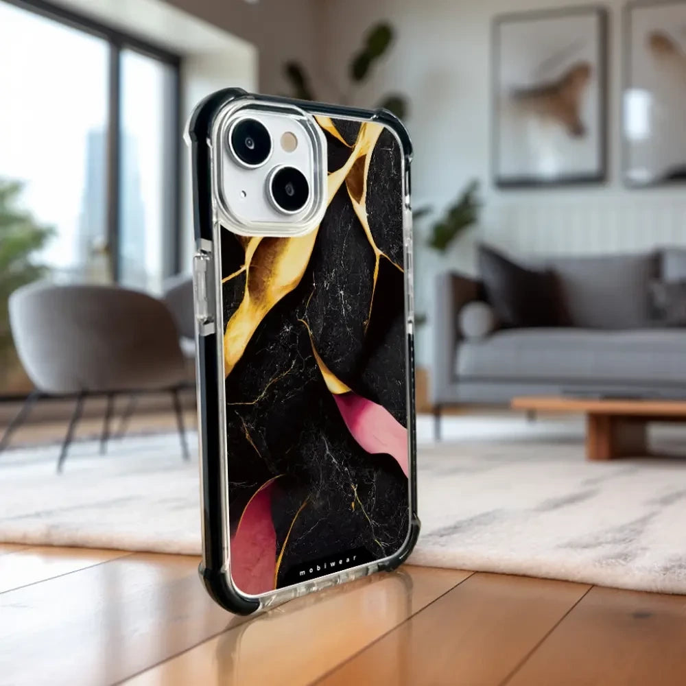 Handyhülle für iPhone 15 mit MagSafe, Mobiwear Elite Bumper, Vergoldetes Erz
