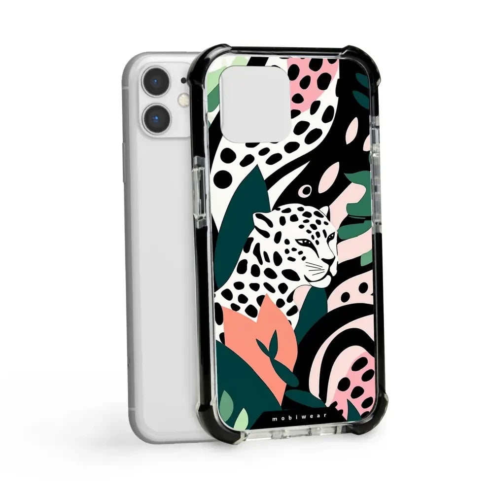 Handyhülle für iPhone 11 mit MagSafe, Mobiwear Elite Bumper, Tropischer Gepard