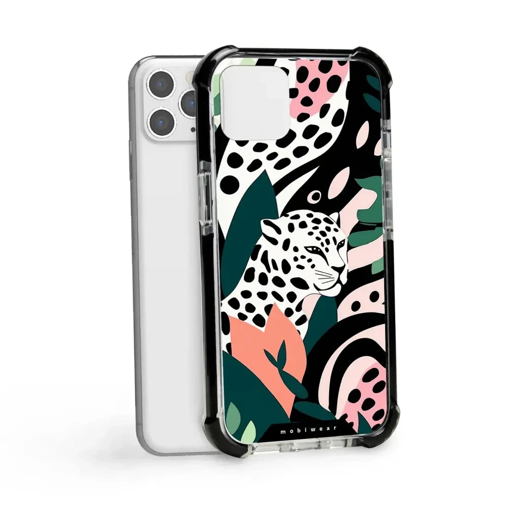 Handyhülle für iPhone 11 Pro Max mit MagSafe, Mobiwear Elite Bumper, Tropischer Gepard