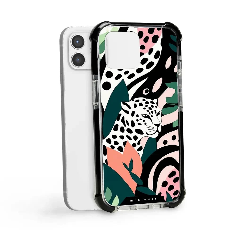 Handyhülle für iPhone 12 mit MagSafe, Mobiwear Elite Bumper, Tropischer Gepard