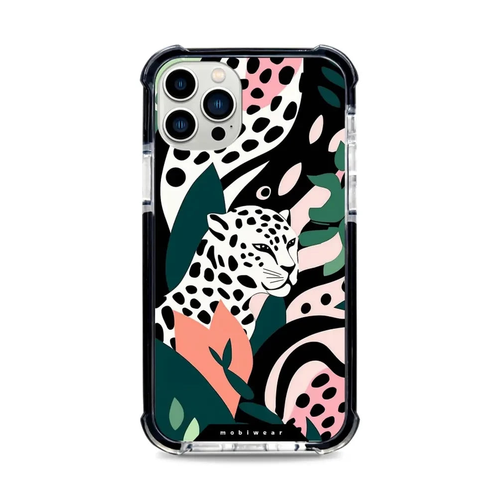 Handyhülle für iPhone 12 Pro mit MagSafe, Mobiwear Elite Bumper, Tropischer Gepard