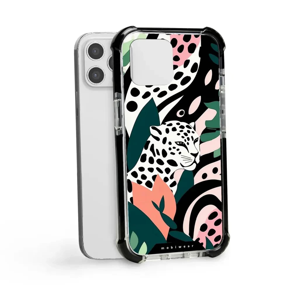 Handyhülle für iPhone 12 Pro mit MagSafe, Mobiwear Elite Bumper, Tropischer Gepard