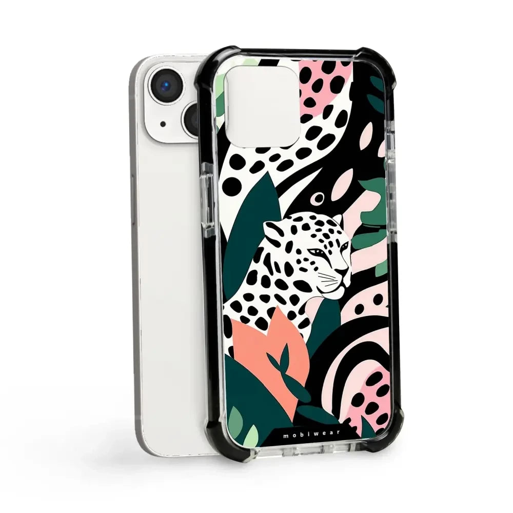 Handyhülle für iPhone 13 mit MagSafe, Mobiwear Elite Bumper, Tropischer Gepard