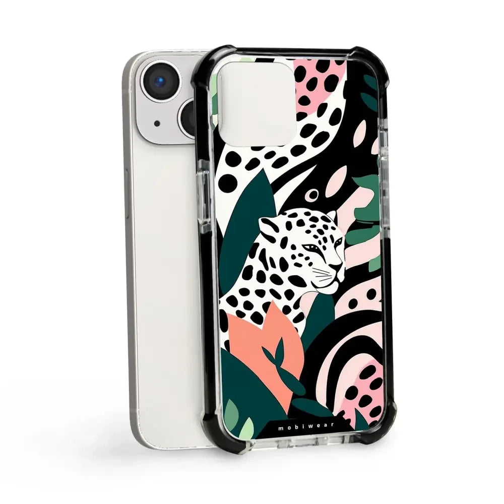 Handyhülle für iPhone 13 Mini mit MagSafe, Mobiwear Elite Bumper, Tropischer Gepard