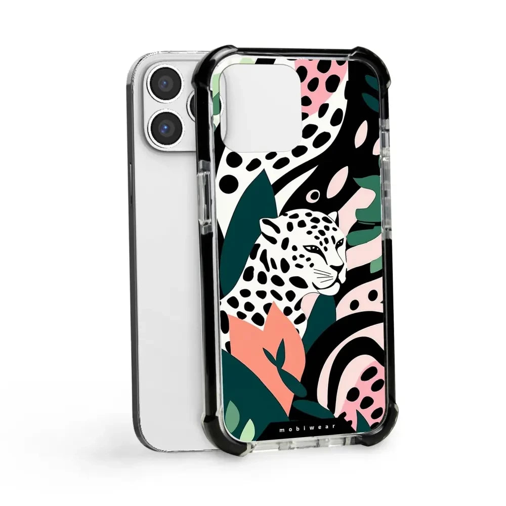 Handyhülle für iPhone 13 Pro Max mit MagSafe, Mobiwear Elite Bumper, Tropischer Gepard