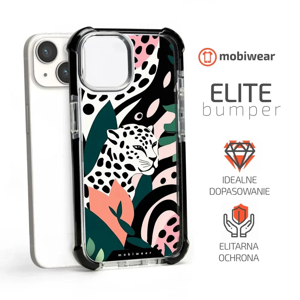 Handyhülle für iPhone 14 mit MagSafe, Mobiwear Elite Bumper, Tropischer Gepard