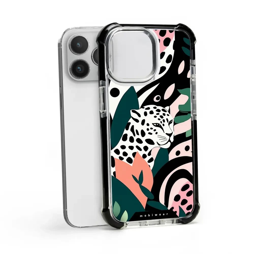Handyhülle für iPhone 14 Pro Max mit MagSafe, Mobiwear Elite Bumper, Tropischer Gepard