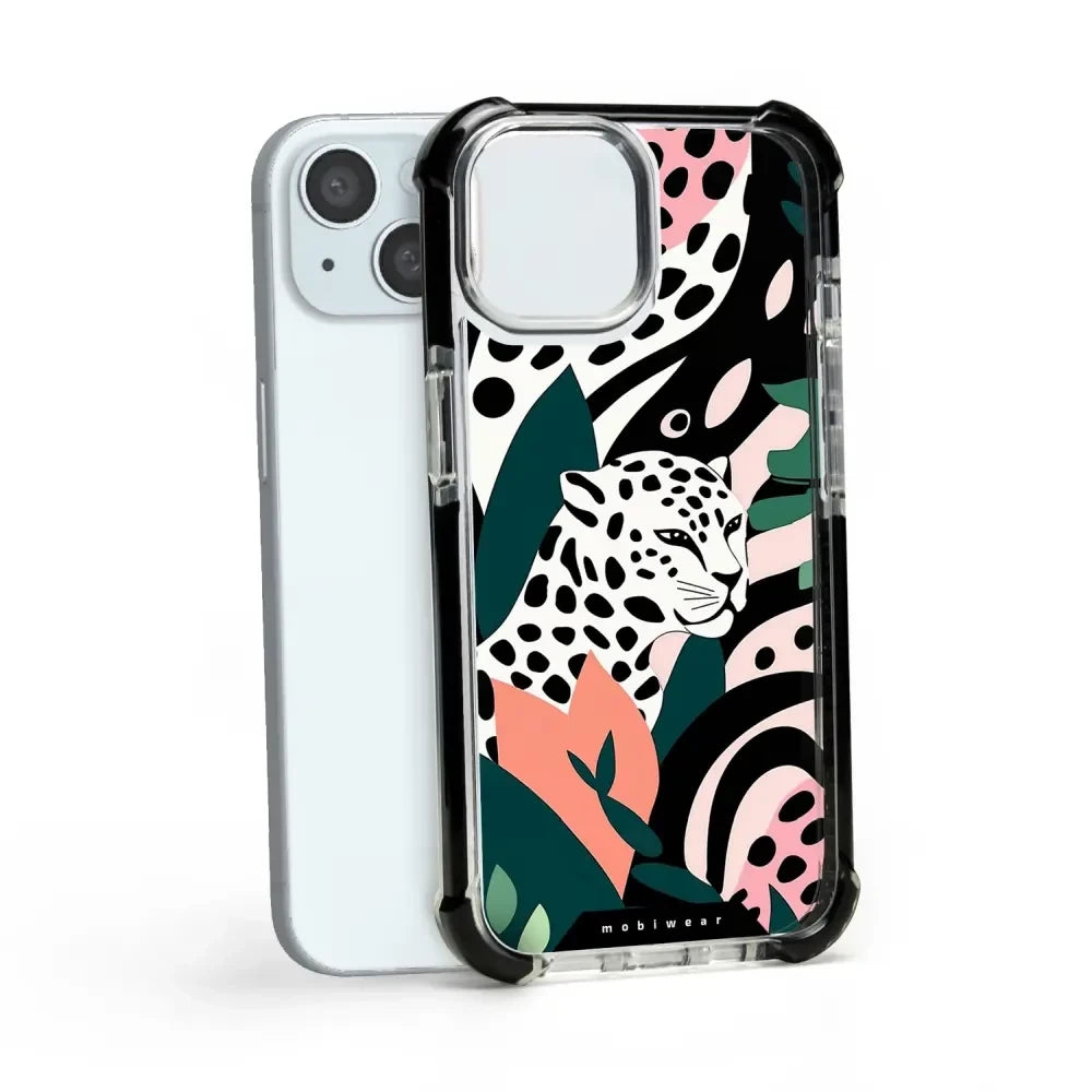 Handyhülle für iPhone 15 Plus mit MagSafe, Mobiwear Elite Bumper, Tropischer Gepard