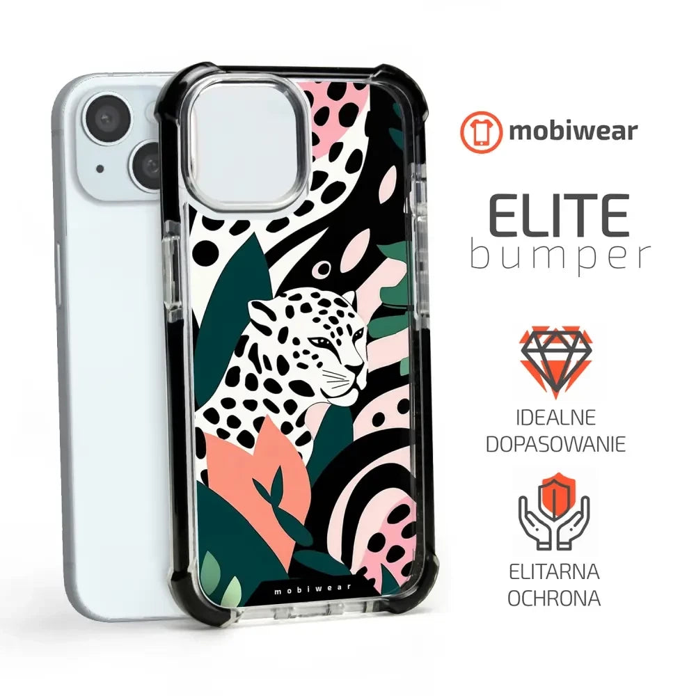 Handyhülle für iPhone 15 Plus mit MagSafe, Mobiwear Elite Bumper, Tropischer Gepard