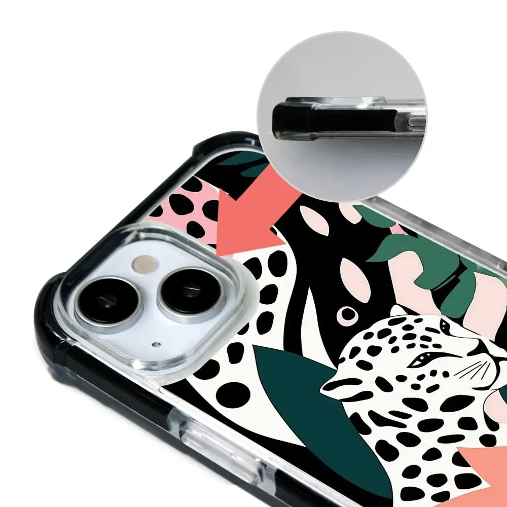 Handyhülle für iPhone 15 Pro mit MagSafe, Mobiwear Elite Bumper, Tropischer Gepard