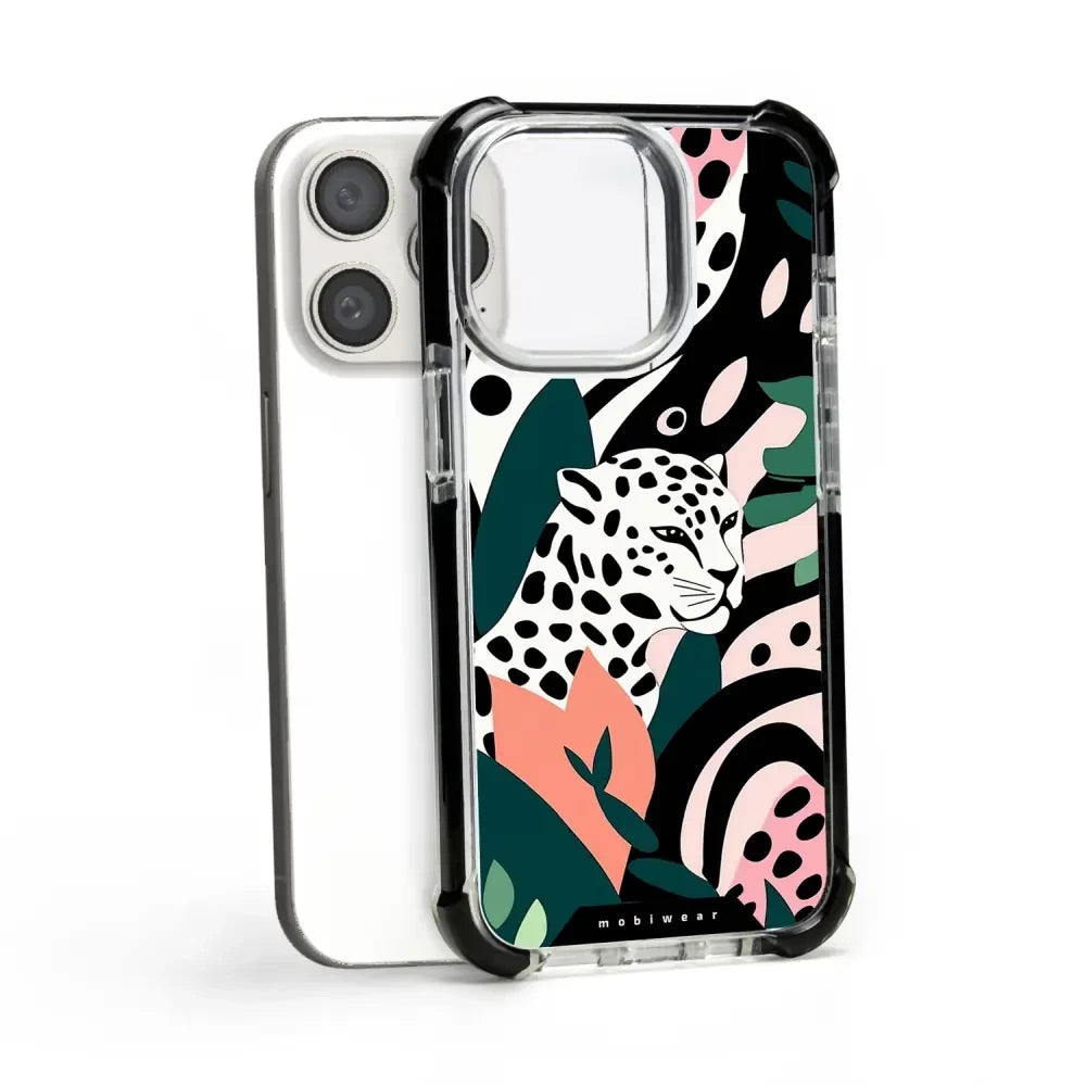Handyhülle für iPhone 15 Pro mit MagSafe, Mobiwear Elite Bumper, Tropischer Gepard