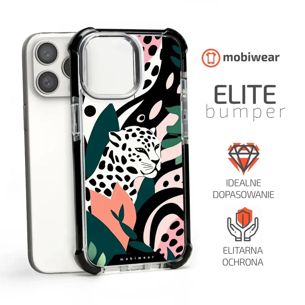 Handyhülle für iPhone 15 Pro Max mit MagSafe, Mobiwear Elite Bumper, Tropischer Gepard