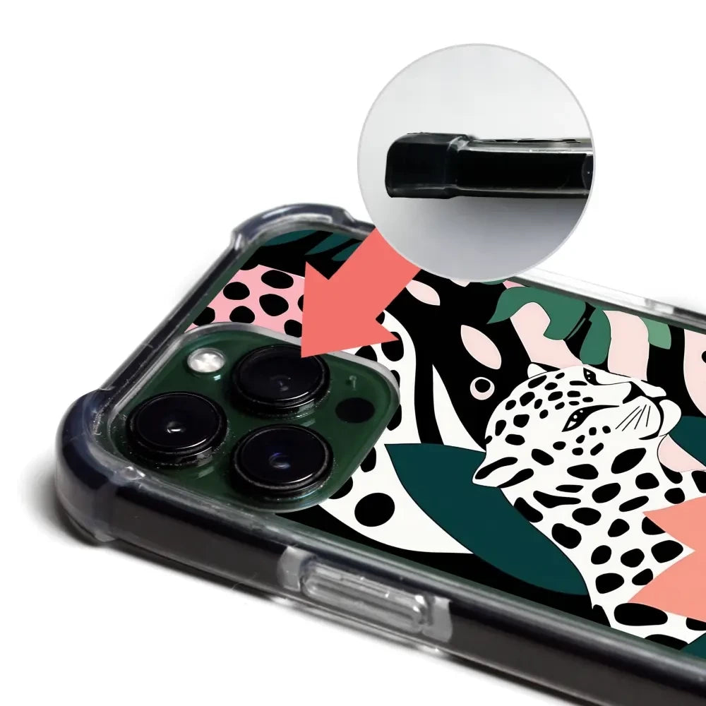 Handyhülle für iPhone X mit MagSafe, Mobiwear Elite Bumper, Tropischer Gepard