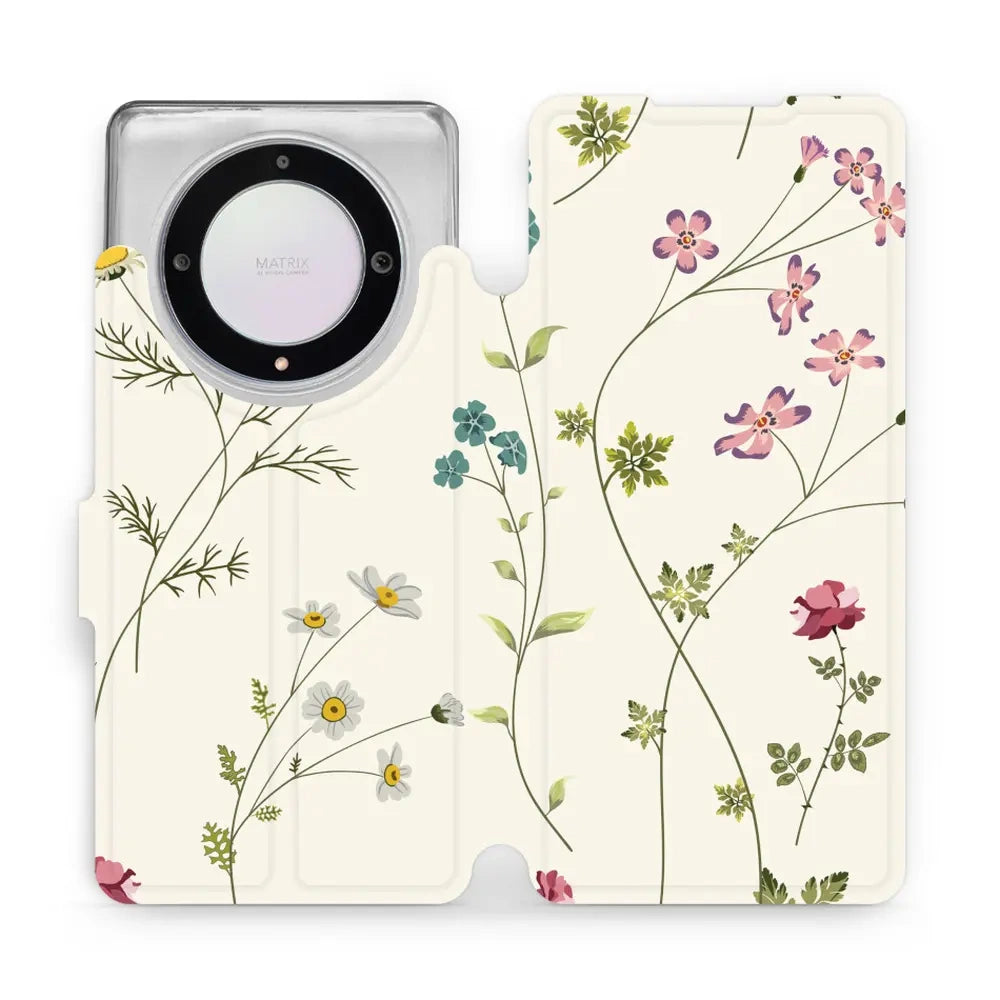 Handyhülle mit klappe für Honor Magic5 Lite, Mobiwear Book, Feldblumen