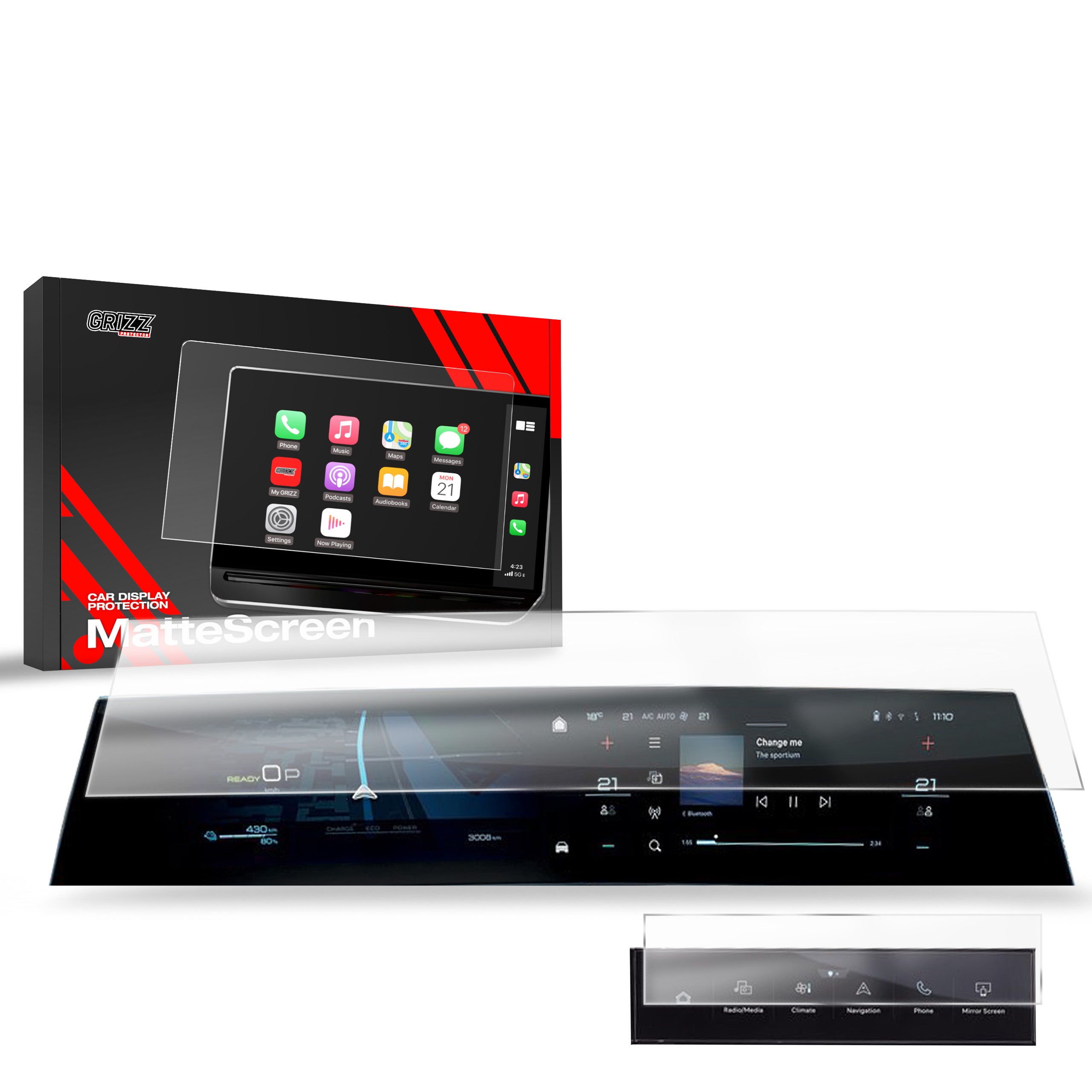 Matte Autodisplayfolie 2in1 für Peugeot 5008 (2024-2025), Grizz Protector