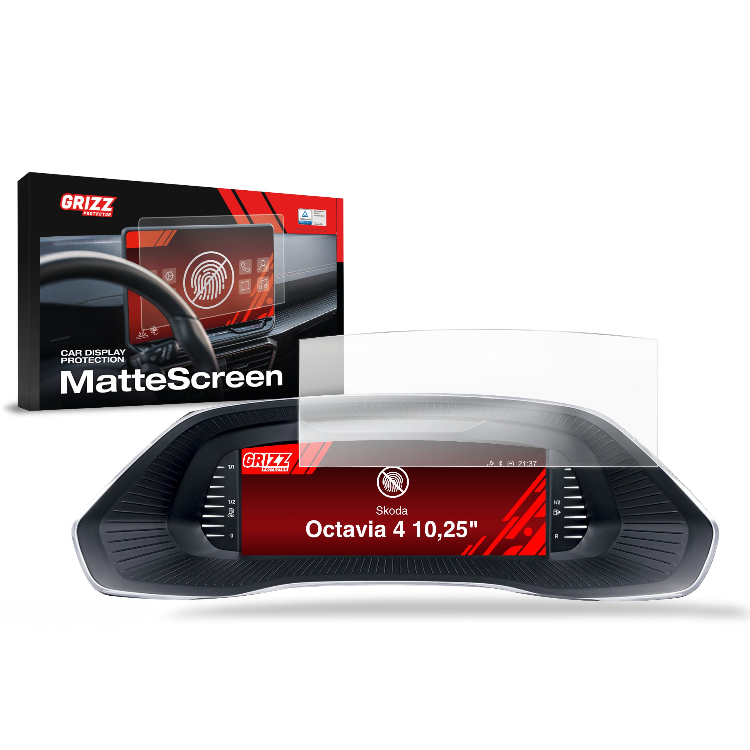 Matte Autodisplayfolie für Skoda Octavia 4 Virtual Cockpit 10,25" (2020-2024), Grizz Protector