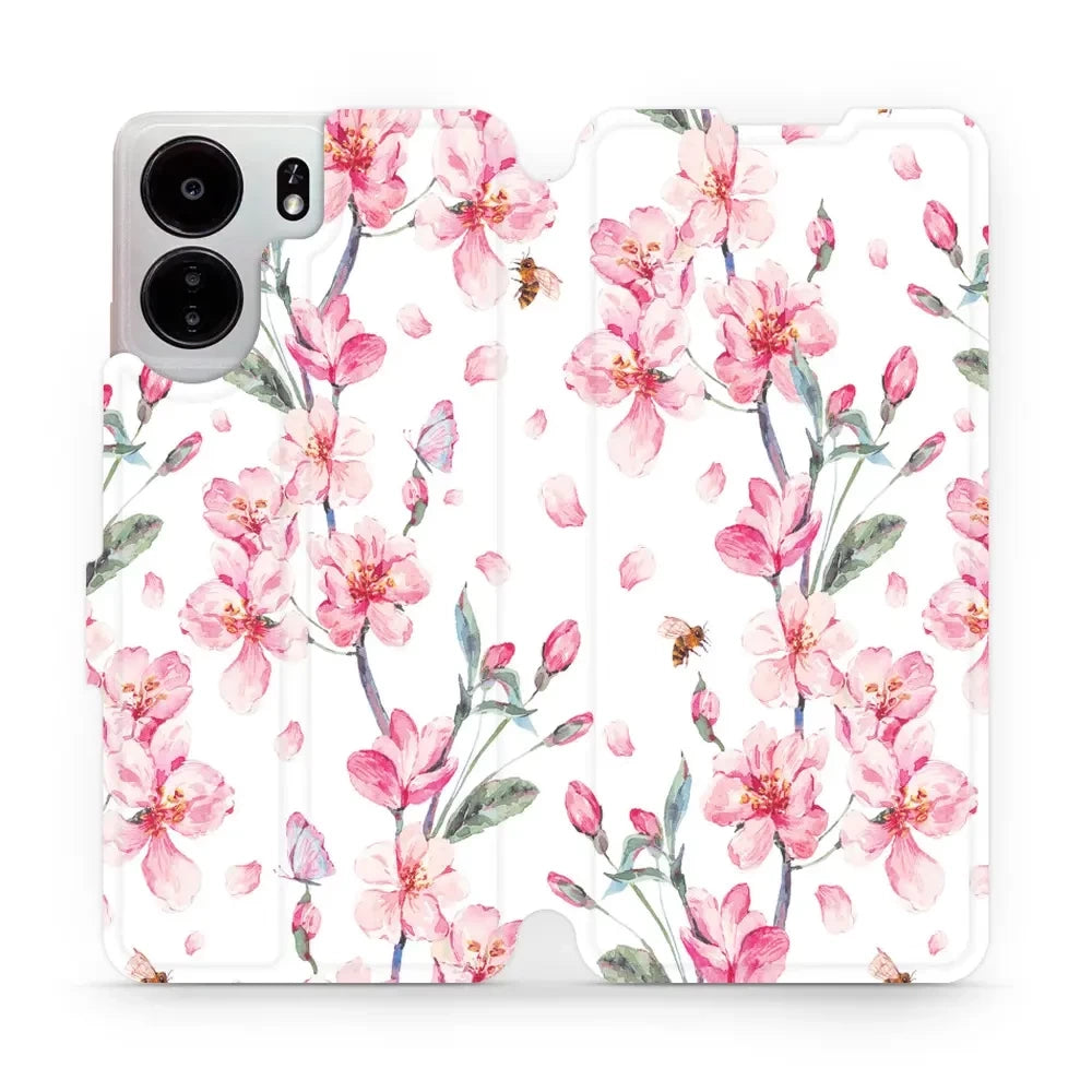 Handyhülle mit klappe für Xiaomi Poco C65, Mobiwear Book, Rosa Frühling