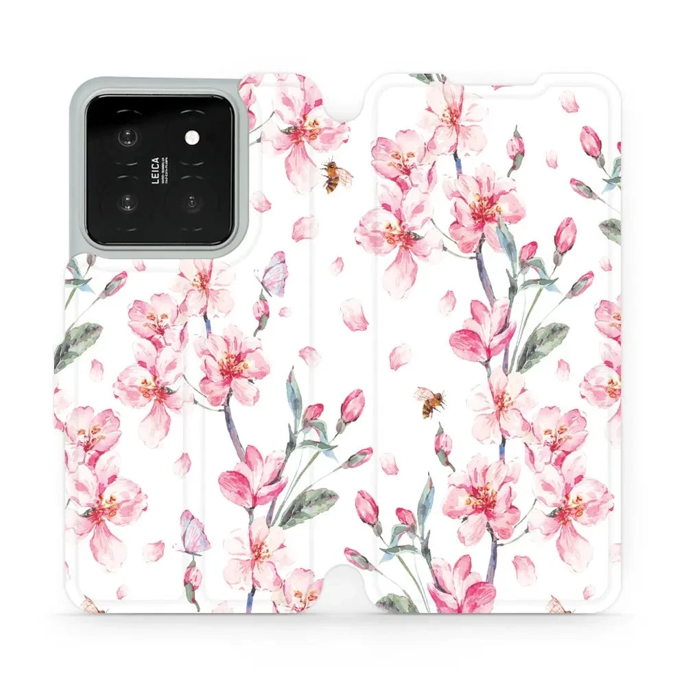 Handyhülle mit klappe für Xiaomi 14, Mobiwear Book, Rosa Frühling