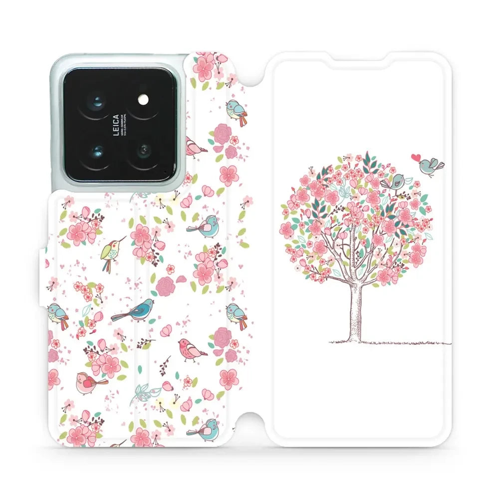 Handyhülle mit klappe für Xiaomi 14 Pro, Mobiwear Book, Rosa Hain