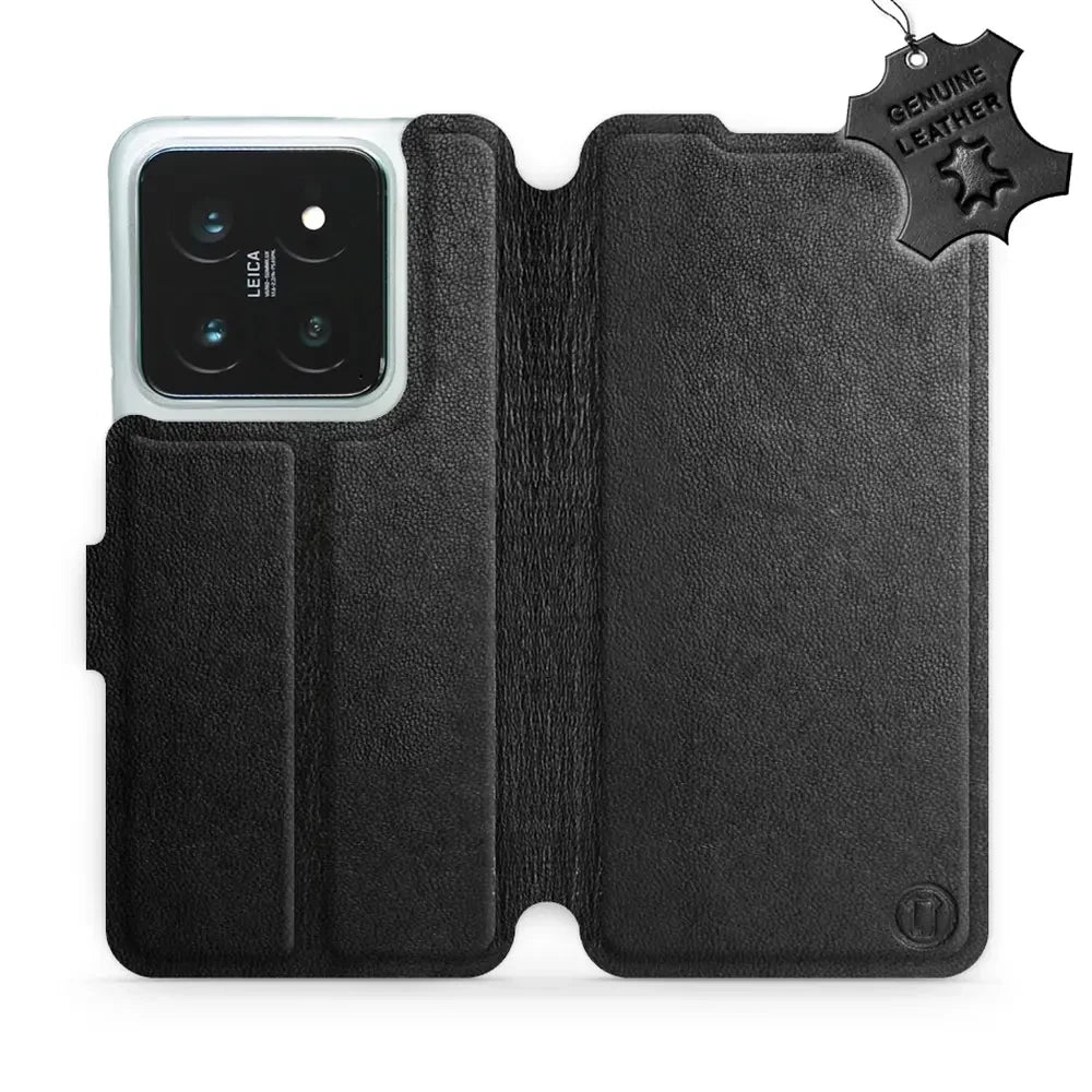 Echtleder Handyhülle für Xiaomi 14 Pro, Mobiwear Leather, Schwarz