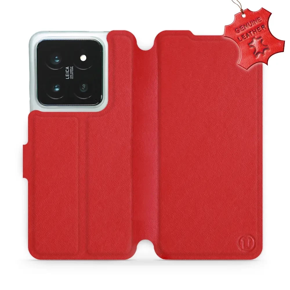 Echtleder Handyhülle für Xiaomi 14 Pro, Mobiwear Leather, Rot