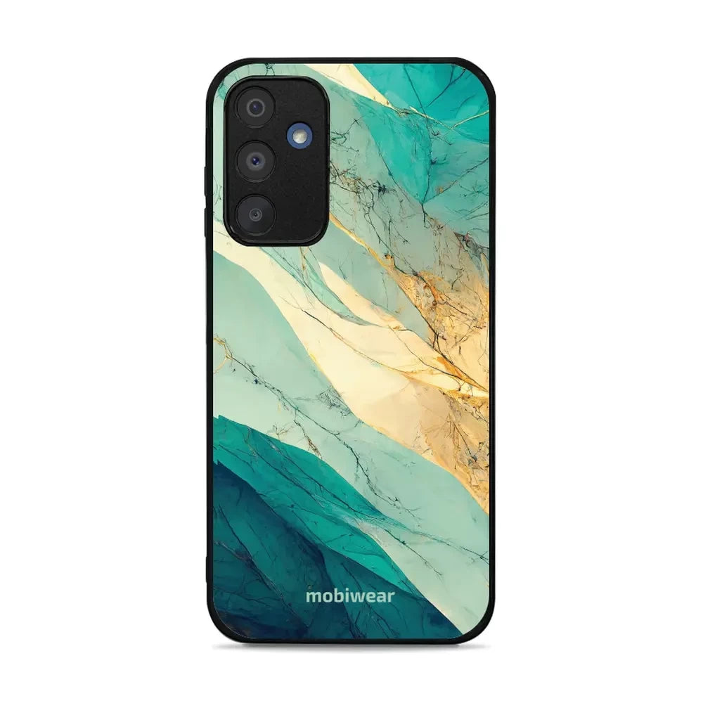 Handyhülle für Galaxy A15 5G, Mobiwear Glossy Case, Türkis-Marmor